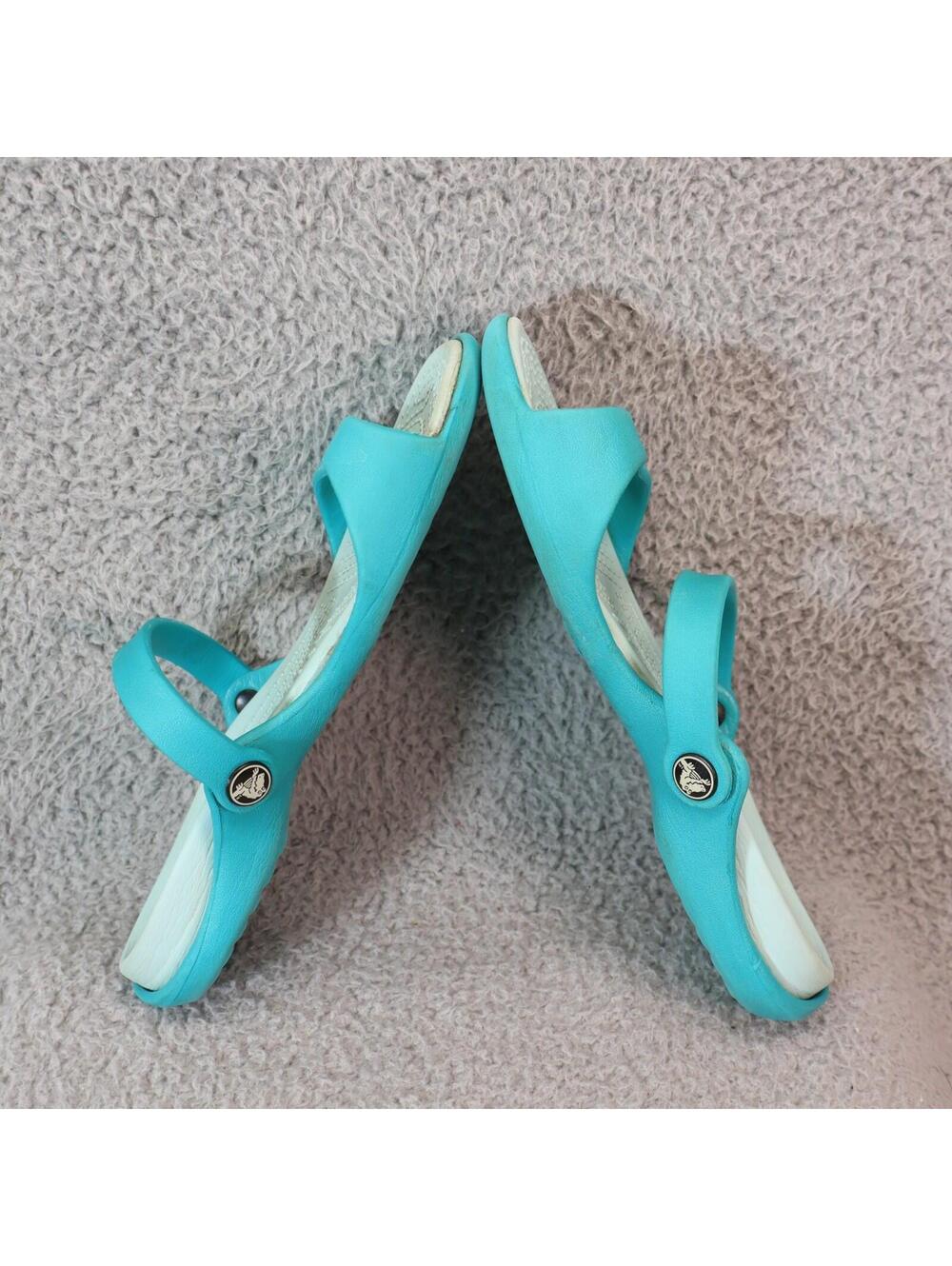 Crocs Cleo Slide Sandals Green Women Size 8 Slip On Flat - Picture 7 of 8